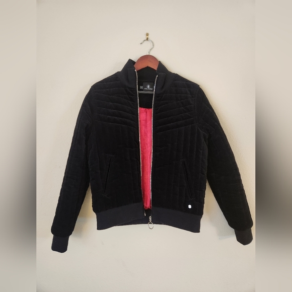 Black Quilted Velvet Bomber Jacket w/Red Satin interior - Volcom - Chunky zipper - Picture 7 of 15